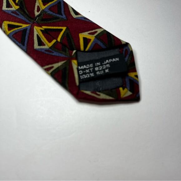 Jhane Barnes Designer Silk Tie Geometric Solids Pattern Rust Gray Gold - Picture 4 of 4